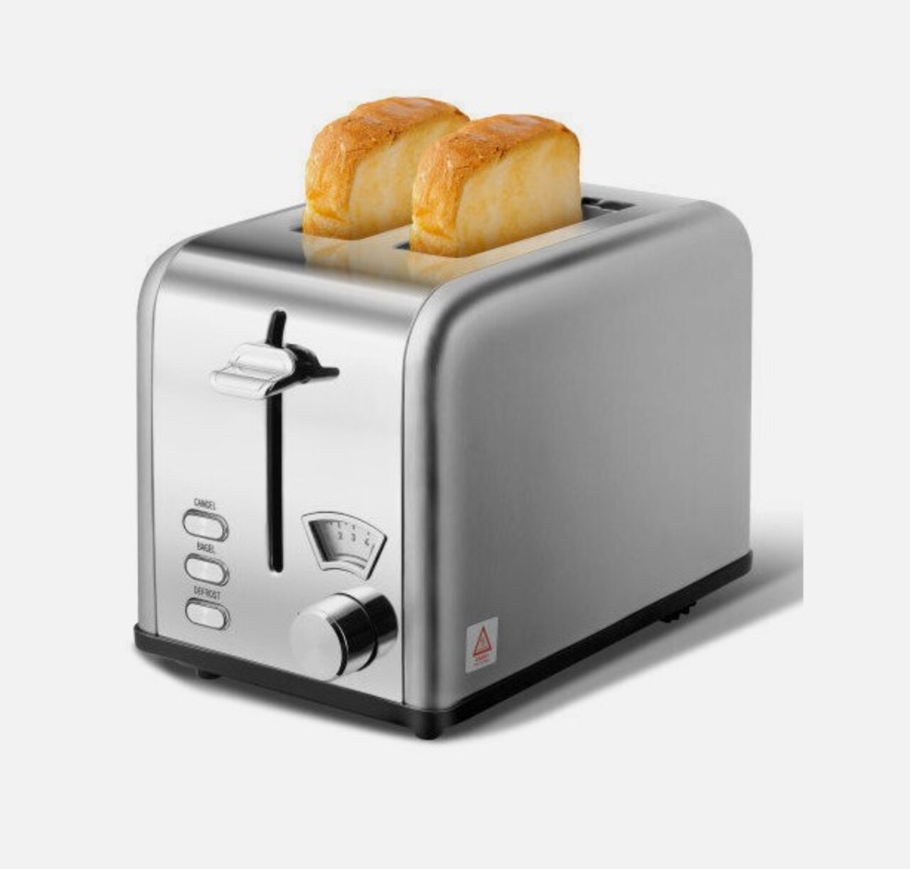 Silver 2-Slice Toaster with 1.5in Wide Slot Stainless-Steel Style Toast Bread Machine